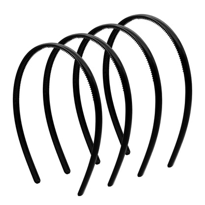 forenee Plastic Thin Skinny Headbands - Headbands for Women - Plain Headband for Girls DIY - Hair Bands Teeth Comb Headband Halloween Comb - Black
