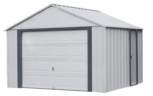 Arrow Shed 12' x 10' Murryhill Garage Galvanized Steel Extra Tall Walls Prefabricated Shed Storage Building, 12' x 10', Flute Gray