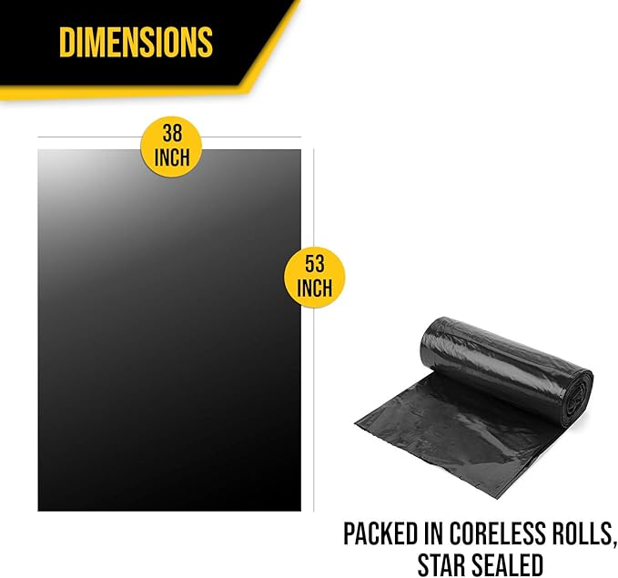 Aluf Plastics 44 Gallon 2 MIL Black Heavy Duty Trash Bags