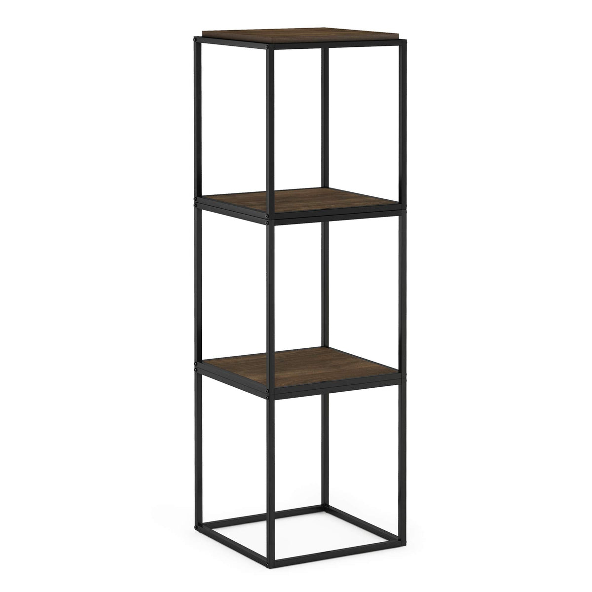 Furinno Moretti Cube Modern Stackable End Table Shelf, Columbia Walnut
