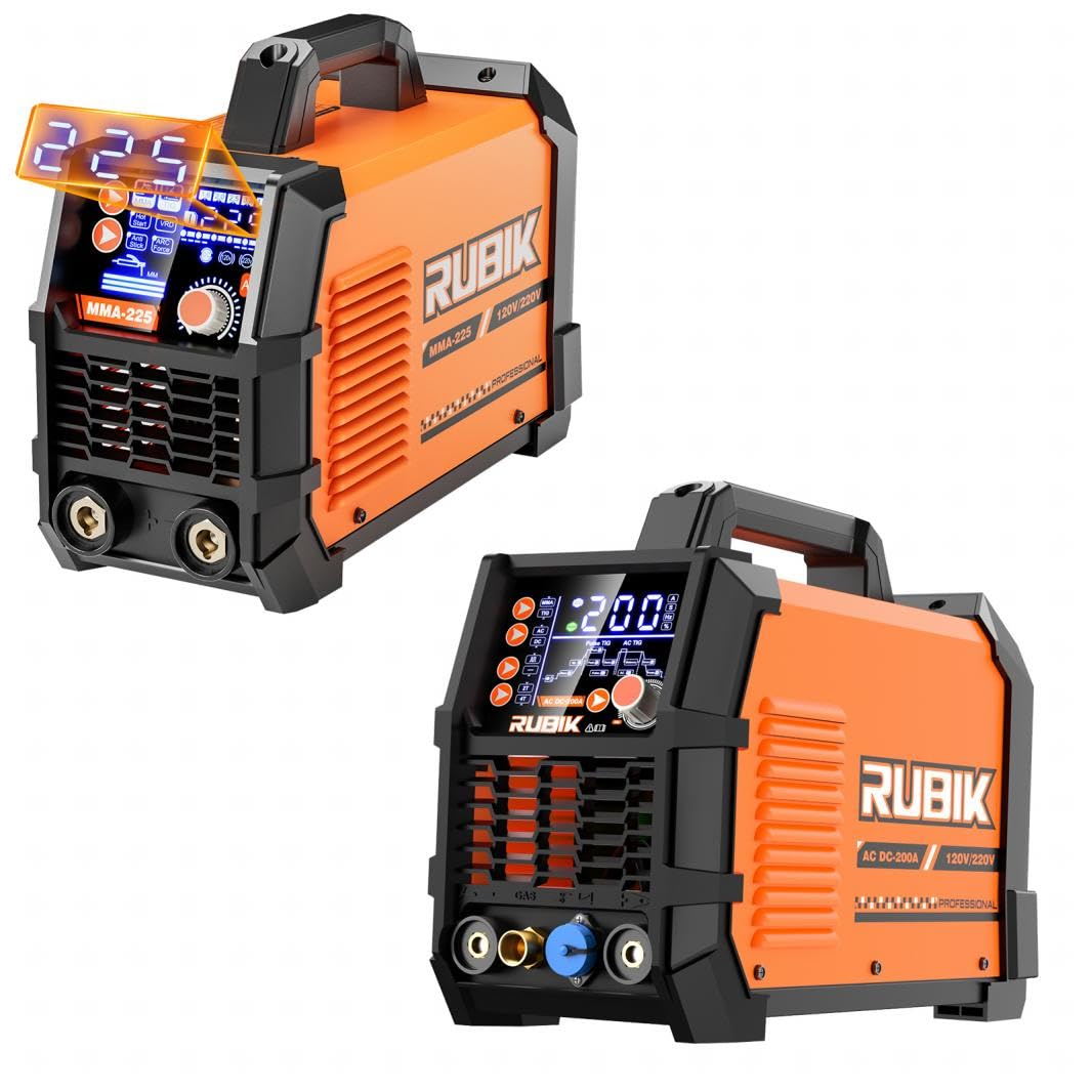 Rubik Stick Welder, ARC MMA 225Amp Electric Welding Machine and AC DC 200A TIG Welder with Pulse, 6 in 1 Aluminum Welder