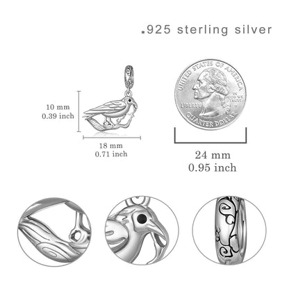 Lieditia Animal Charms for Bracelets 925 Sterling Silver Raven Decor Crow Charm Ravens Accessories Crow Jewelry for Women