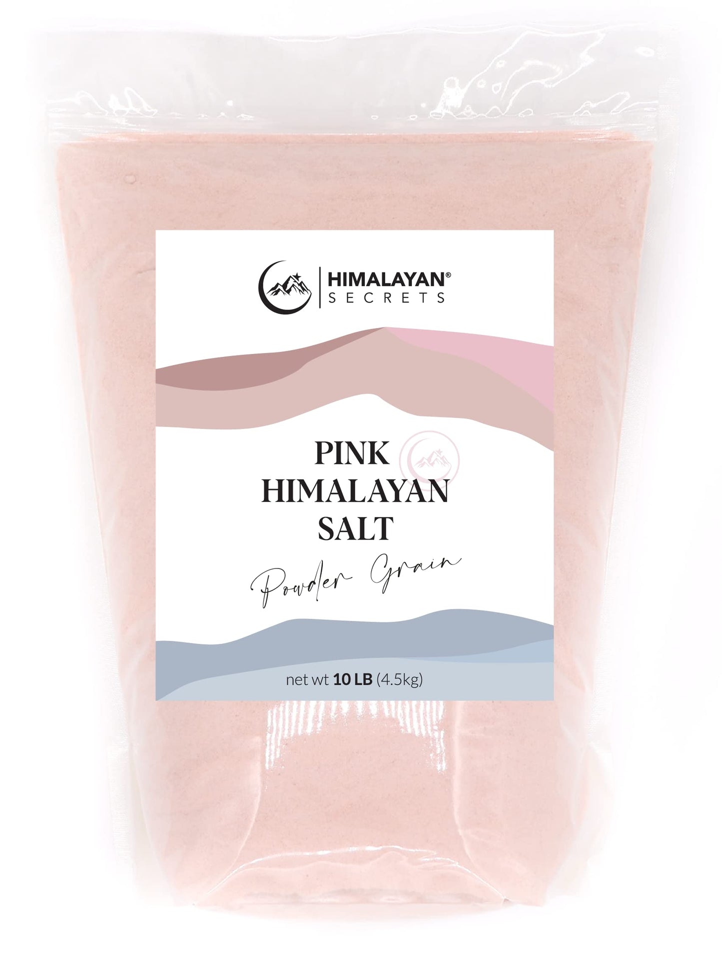 Himalayan Secrets Pink Rock Salt - 10LB - Coarse, Fine, Powder Grain Bulk Size - 100% Natural & Unrefined (Powder (0.1-0.3mm))