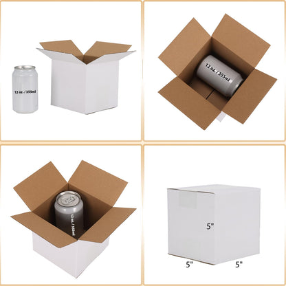 Calenzana 5x5x5 Inches Shipping Boxes Set of 50, White Corrugated Cardboard Box for Packing Mailing Small Business