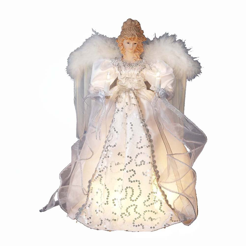 Kurt Adler 14" 10-Light White and Silver Angel Treetop