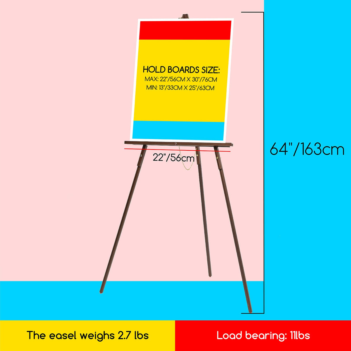 MEEDEN Easel Stand for Wedding Sign: Wood Tripod for Poster Board - Wooden Easel Standing for Display Welcome Picture