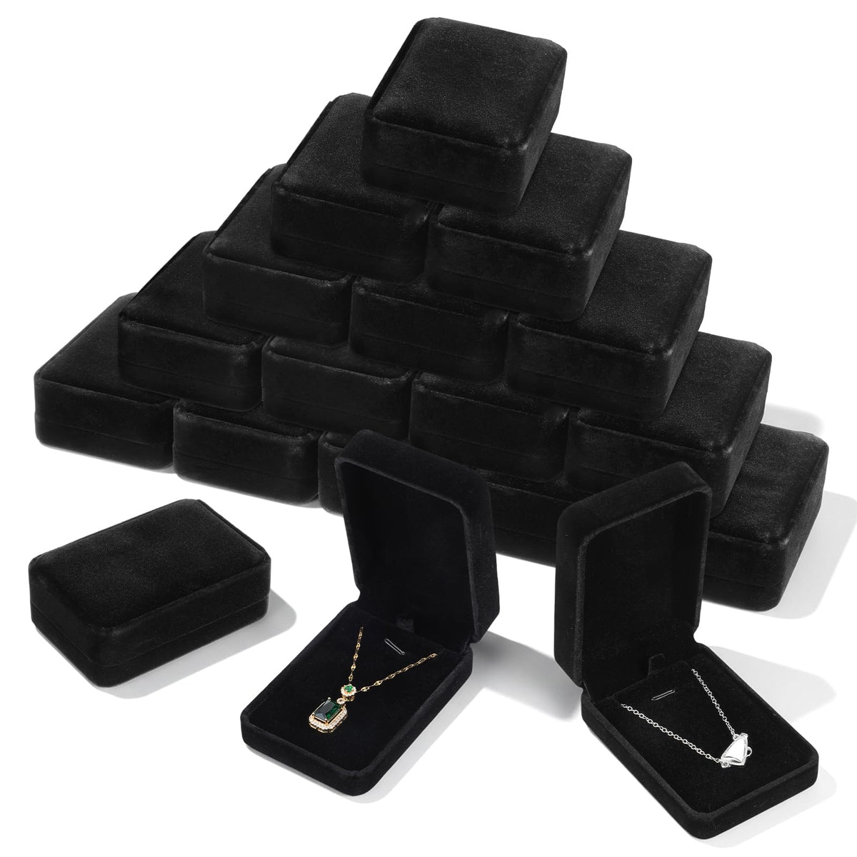 20 Pcs Necklace Pendant Box Velvet Jewelry Storage Display Case Ring Earring Pendant Jewelry Boxes Pearl Necklace Holder Gift Boxes for Christmas Wedding Engagement Birthday Anniversary(Black)