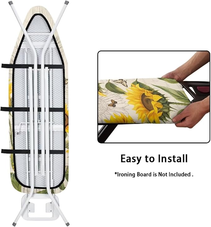 Sunflower Ironing Board Cover and Pad, Dragonfly Iron Board Cover Non-Slip