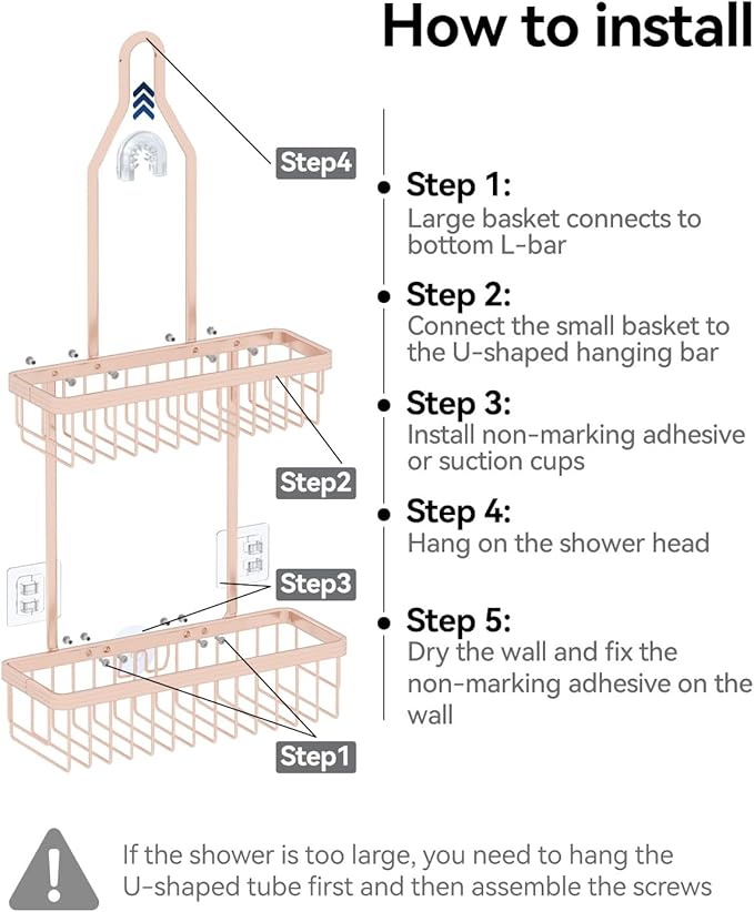 YASONIC Shower Caddy Hanging, Never Rust Shower Organizer Hanging, Aluminum