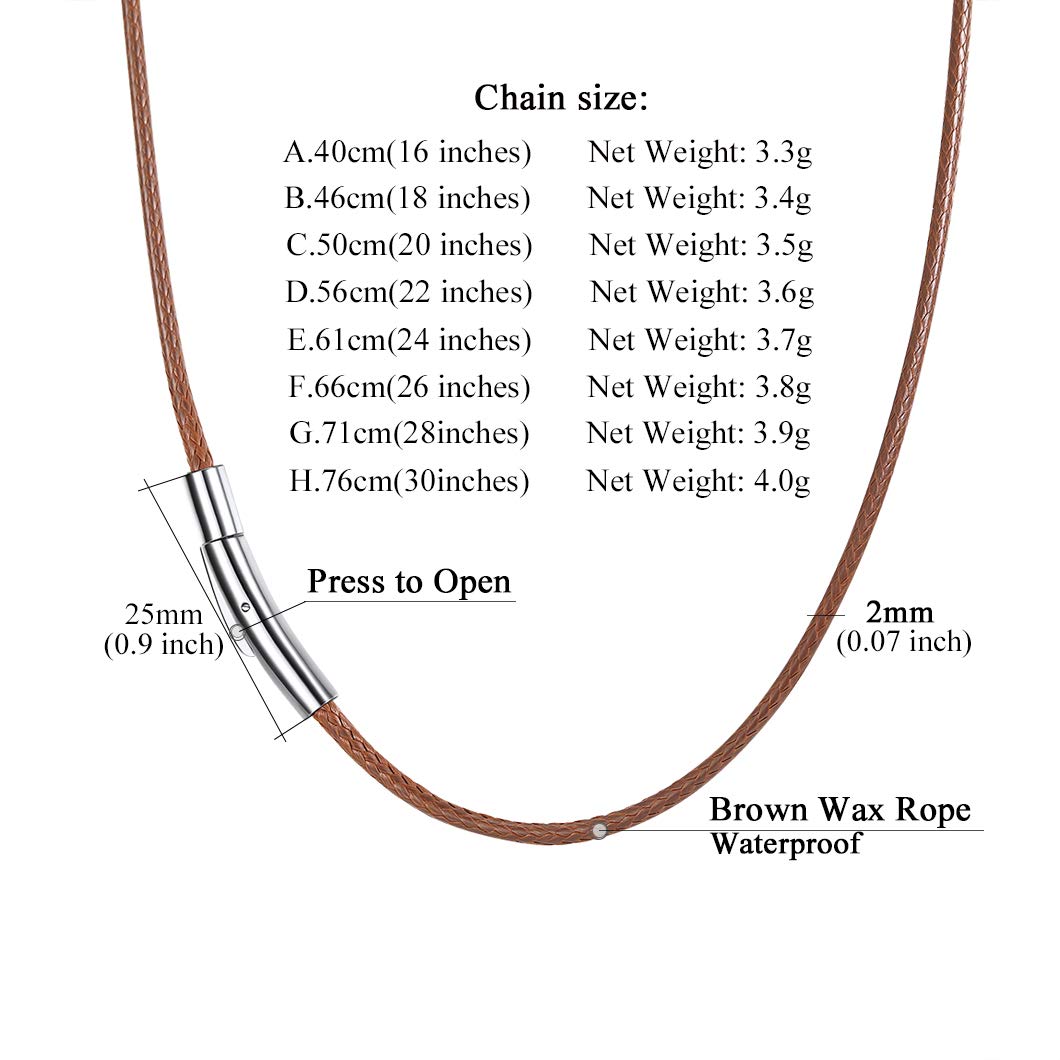 Richsteel Leather Necklace Cord With Clasps Rope Chain Boys Chains Brown Waxed Bracelet Girl Necklaces
