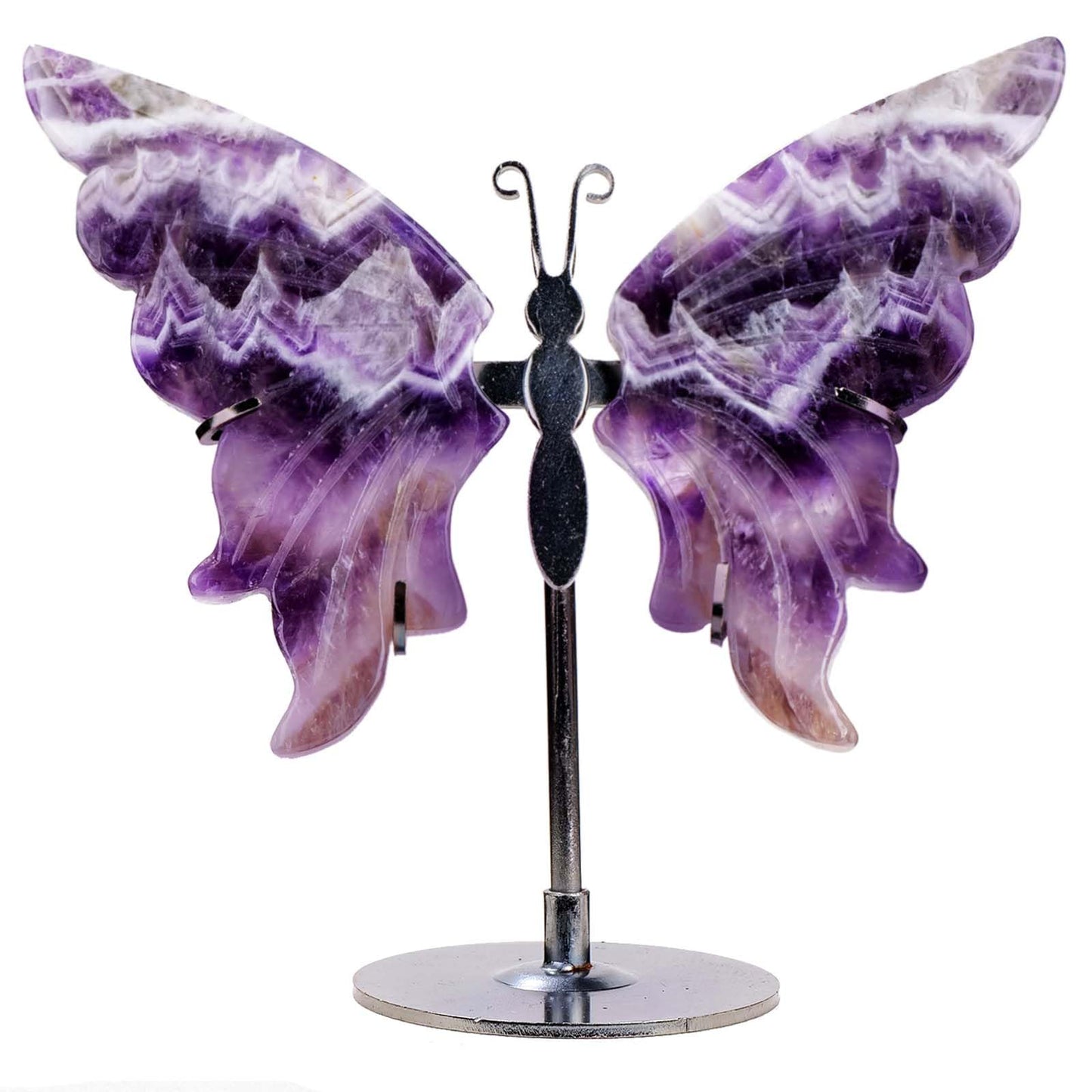 Natural Crystal Butterfly Statue Genuine Crystal Figurine Ornament, Amethyst Agate Wings, Home Office Tabletop Decor (Amethyst)