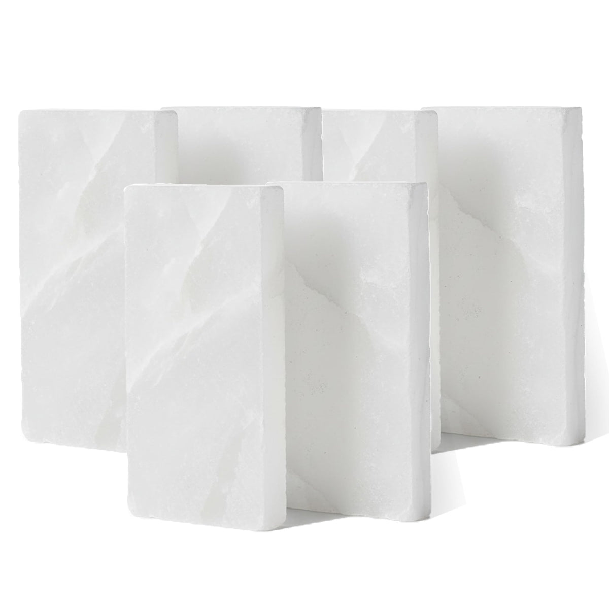 White Himalayan Salt Tiles 8"x4"x1" for Luxury Salt Wall Décor Projects, Premium Homes, Hotels, Spas & Wellness Centers, Natural Crystal Salt Bricks for High-End Interior Design (4, Glacier White)