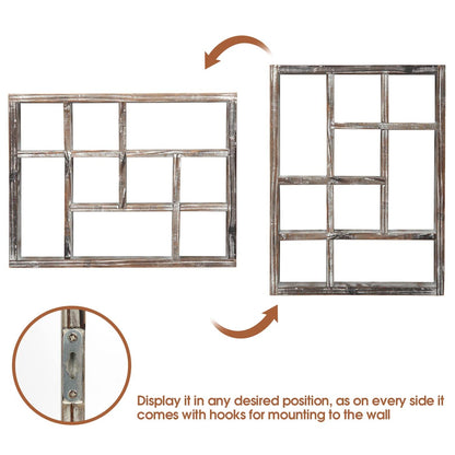J JACKCUBE DESIGN Rustic Multi-Slot Shelf Cube Display 9 Compartment Shadow Box Wall mountable Shelf for Collection Square Freestanding Case Farmhouse Décor - MK570A (Rustic Wood)