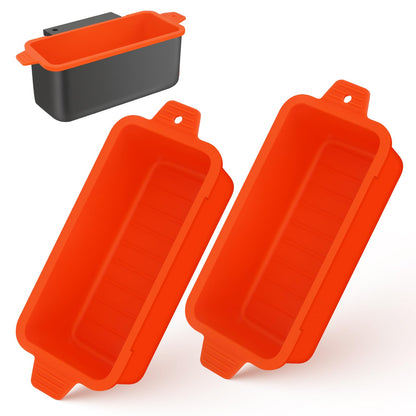 2 PCS Silicone Grease Cup Liners for Blackstone 36 28 22 17 Inch Griddle,Reusable Grease Catcher Cup Liner Grill Grease Tray,Durable Drip Pans Blackstone Griddle Accessories,Orange
