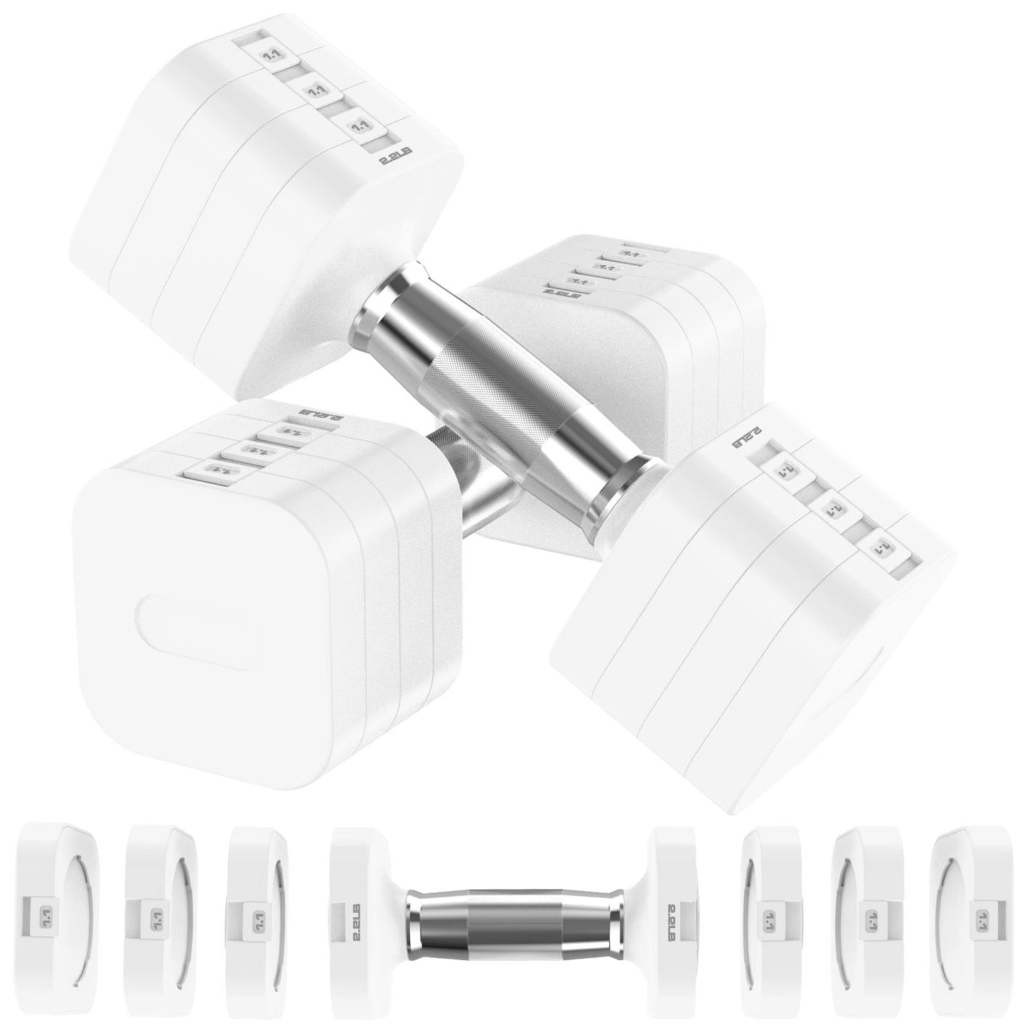 22LBS Adjustable Dumbbells Set, Adjustable Weight Dumbbells with 4 Levels 4.4lb, 6.6lb, 8.8lb, 11lb, Hand Weights Sets for Women/Men Home Gym Full Body Workout