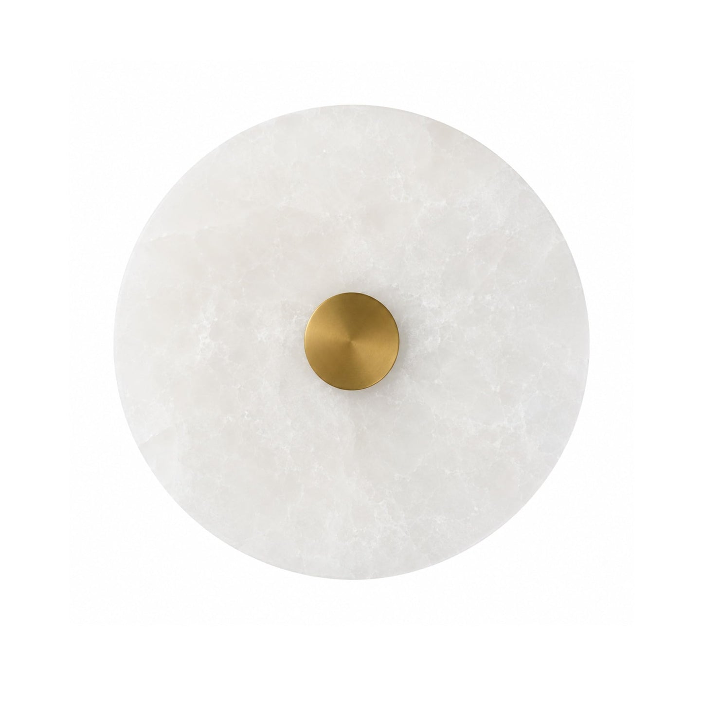 Natural Spanish Alabaster Wall Sconce, Modern Round Marble Wall Light with Unique Veins, Mid-Century Minimalist Stone Wall Lamp for Bedroom, Living Room, Hallway, Alabaster Light Fixture (Brass)