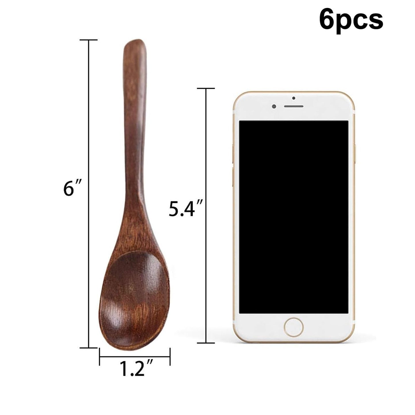 HANSGO Wooden Spoons for Eating, 6PCS Small Wooden Soup Spoons for Honey Coffee Stirring Tea Jam Bath Salts, 6 Inches
