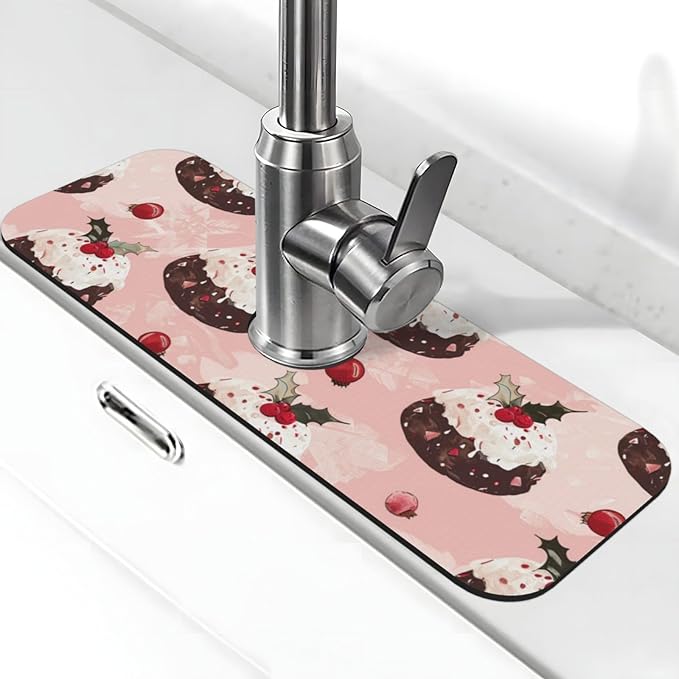 Faucet Draining Mat For Kitchen Sink, Cream Puddings Diatom Mud Absorbent Drain