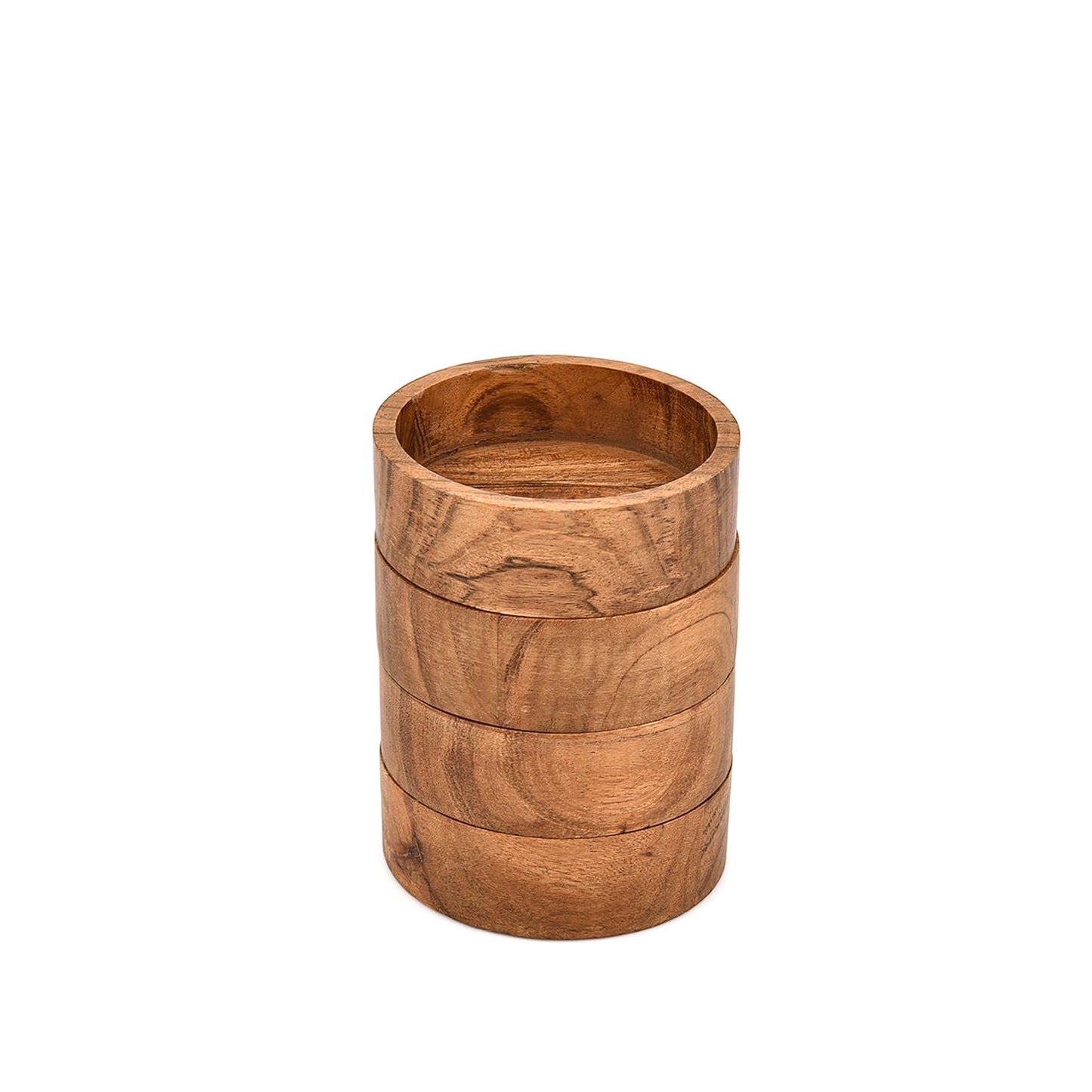 BHAVATU Bowl Set Acacia Wooden Condiment Bowls for Dips, Olives, Spices & Entertaining (Set of 4) (4" X 4" X 1.5")