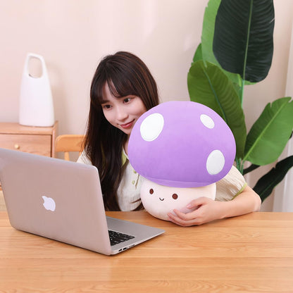 Yeqivo Cute Mushroom Plush Toy, Purple Mushroom Plush Pillow 3D Soft Mushroom Plushie, Mushroom Hugging Plush Pillow Gift for Girls Kids Home Mushroom Decor Christmas Birthday 35cm