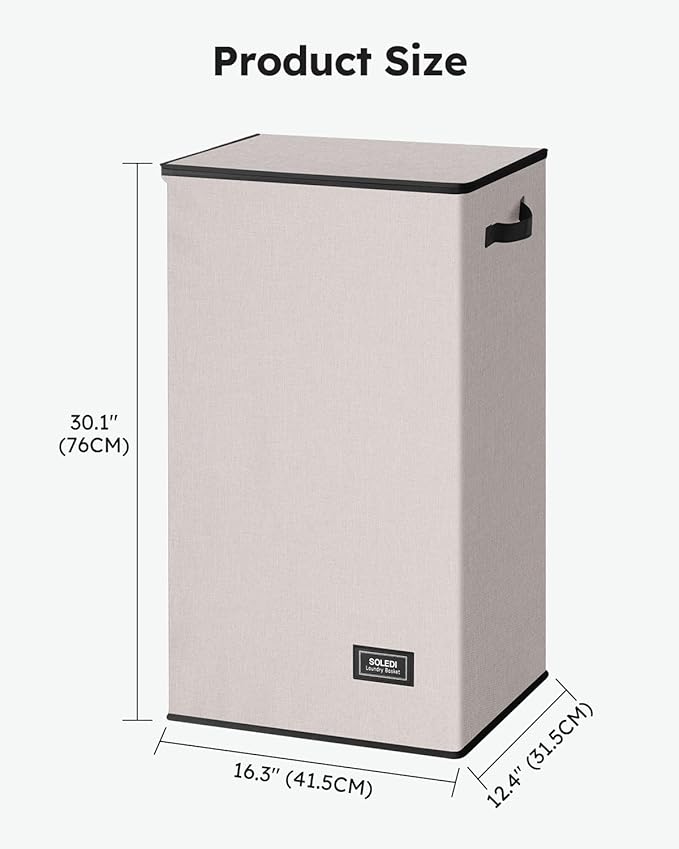 SOLEDI Laundry Hamper with Lid 100L Large & Tall Collapsible Laundry Basket