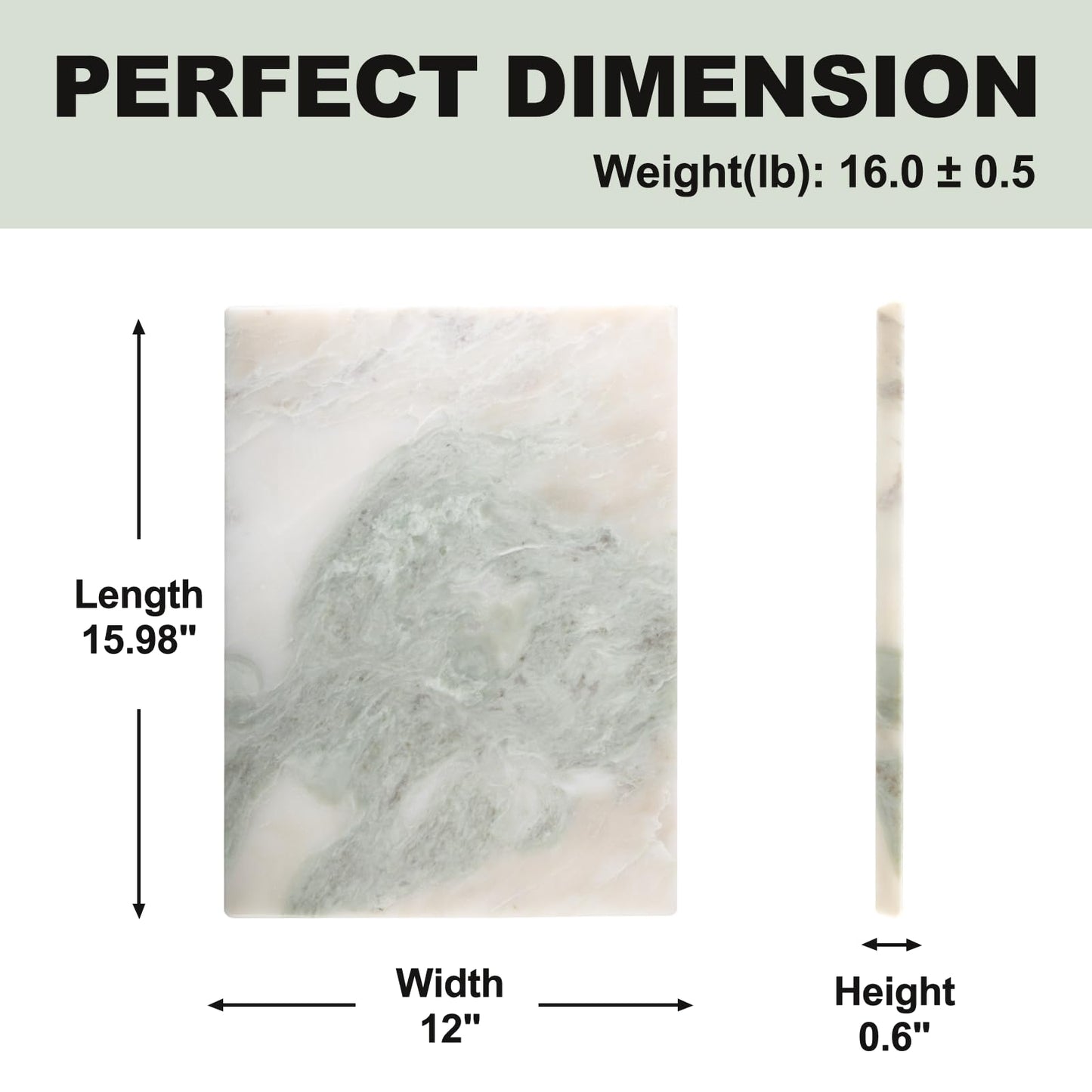 Koville African Natural Marble Cutting Board for Kitchen, 16x12inch Large Hand Crafted Marble Slab for Cheese, Charcuterie, Pastry Board - Wedding Gift, House Warming Gift