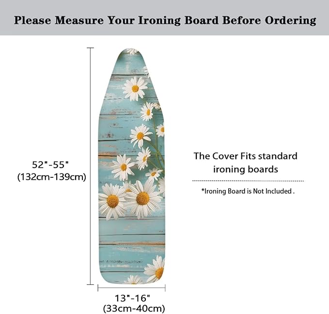 Daisy Ironing Board Covers 15x54 Inch 3D Wood Print Ironing Board Pad