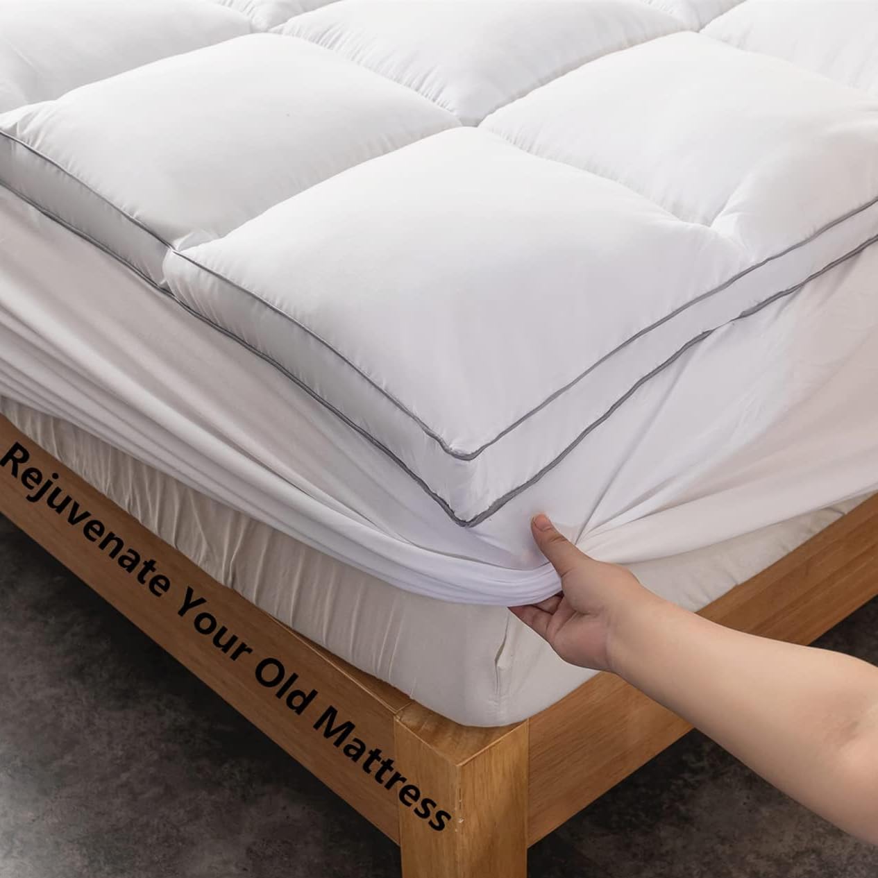 DROVAN Mattress Topper Full Size - Extra Thick Mattress Pad Cover - Pillow Top Deep Pocket with Breathable 7D Spiral Fiber Filling Cooling Mattress Cover