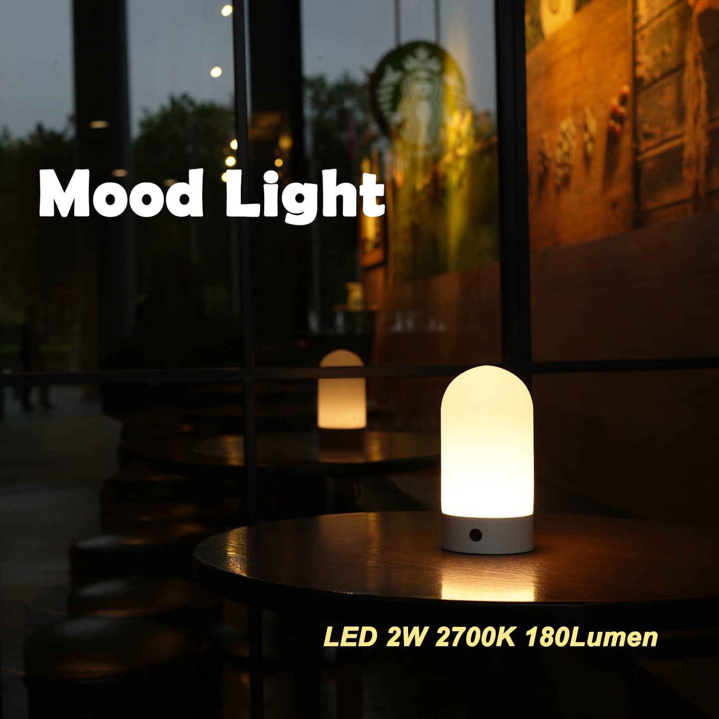 WEILAILUX Battery Operated Shower Lamp Waterproof, Small Portable Cordless Table Lamp Rechargeable, Touch Dimmable Mood Light for Home/Patio/Dining/Outdoor (Wood Grain)