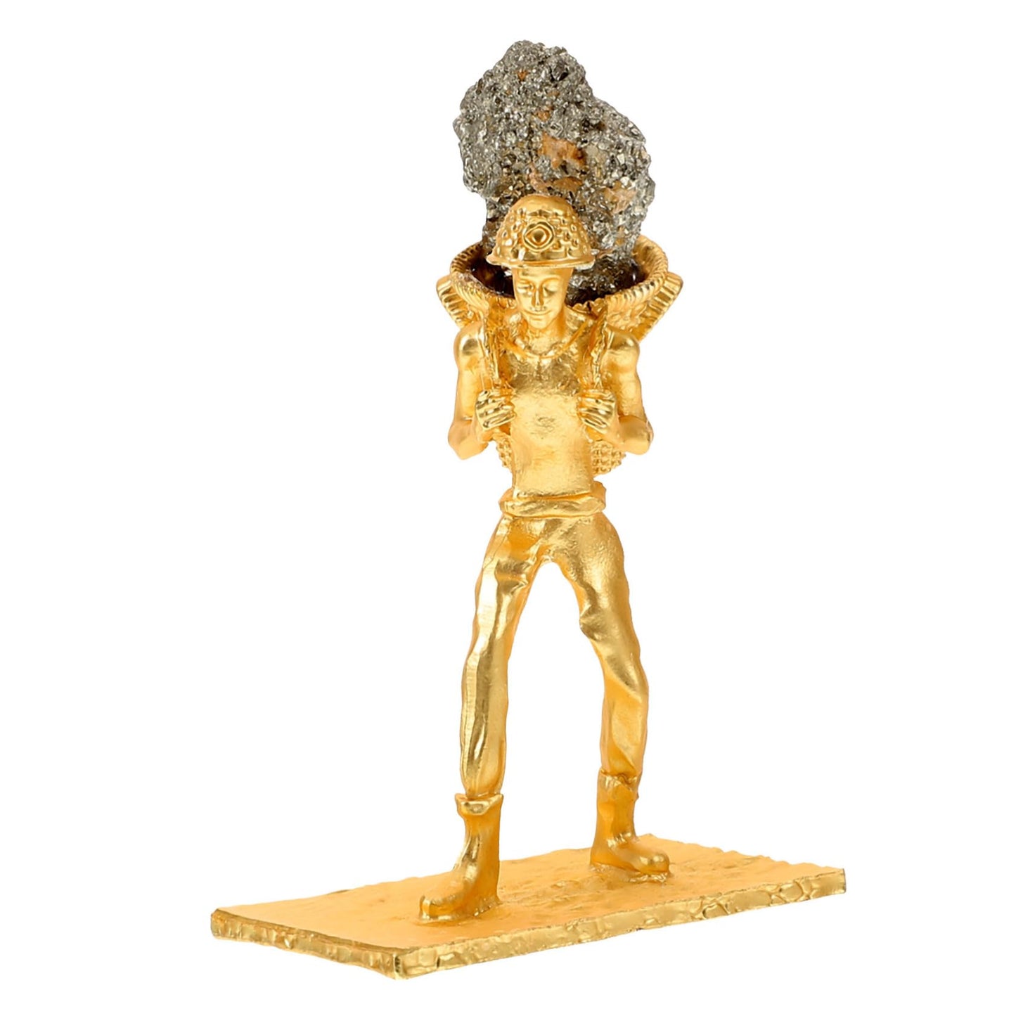 Cabilock Mineral Stone Miner Figurine with Basket Unique Irregular Ore Decoration for Home Office and Desk Natural Style Mineral Adornment for Creative Home Decor