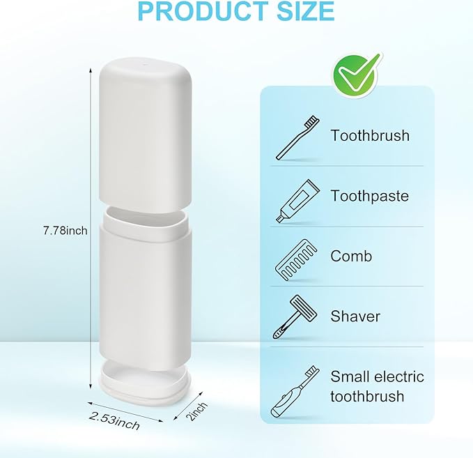 Travel Toothbrush and Toothpaste Case, Portable Tooth Brush Holder, Large White