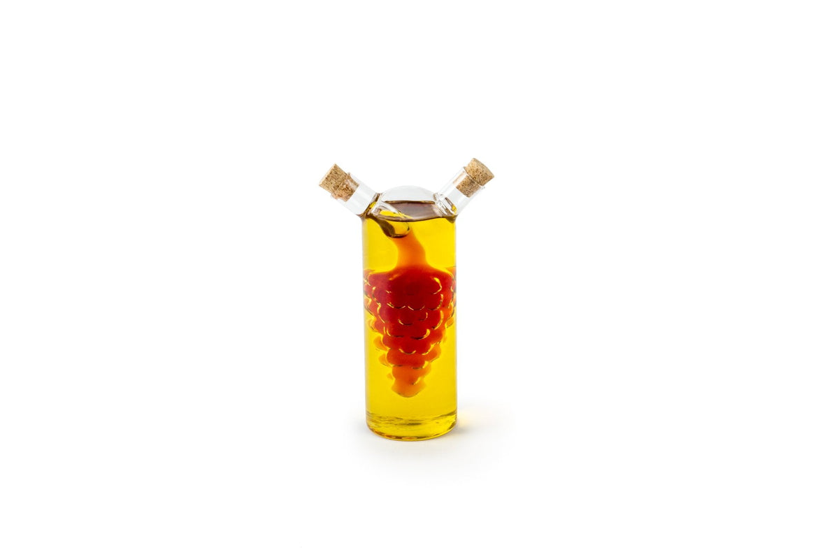 Fox Run 7050 Run Grape Motif Oil and Vinegar Cruet Dispenser Bottle, Clear Borosilicate Glass