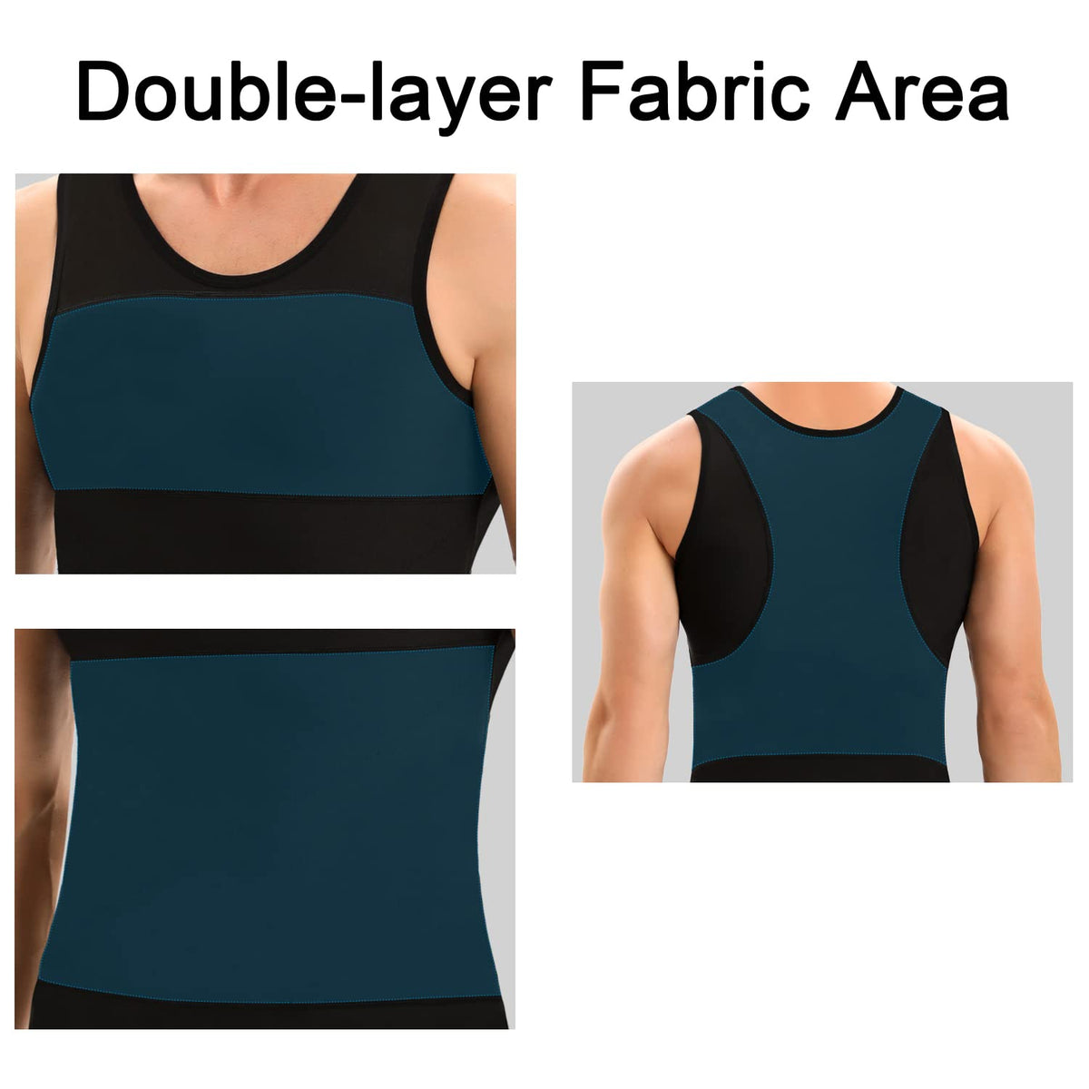 Lgtfy Mens Gynecomastia Compression Shirts, Slimming Body Shaper Tank Top, Tummy Control Undershirts - Change in Seconds Black