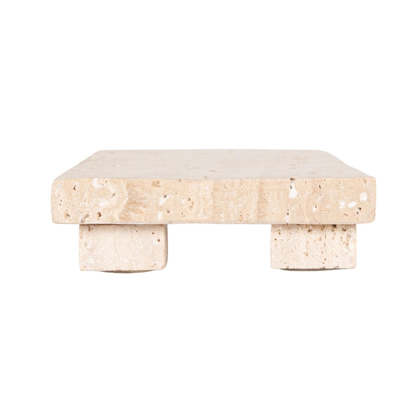 Creative Co-Op Scandinavian Travertine Footed Charcuterie Board, Beige
