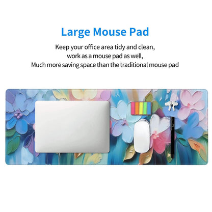 Gaming Mouse Pad, Large Non-Slip Rubber Base Mousepad, Keyboard Mouse Mat, Desk Pad with Stitched Edges, 31.5x11.8inch, Oil Flower