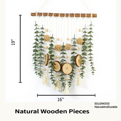 NLHH 21’’ Eucalyptus Wall Hanging Decor Artificial Eucalyptus Plant Fake Greenery Leaves Boho Wall Decor with Wooden Stick for Bedroom Bathroom Kitchen Rustic Farmhouse Home Living Room Decoration