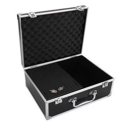 Kit Box Case,Machine Case 12.6" x 9.5" x 5.1" W/Lock Makeup Carrying Bag Storage Case Organize with Clasp,Aluminum Alloy with Sponge for Equipment Cosmetic Makeup Tools (black)