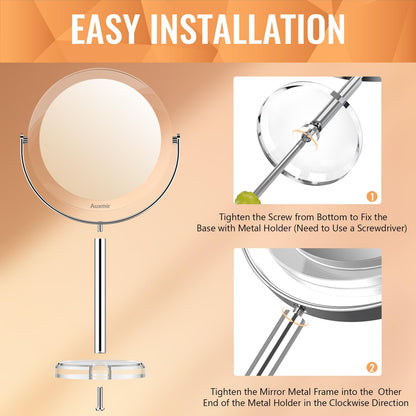 Auxmir 30X Magnifying Mirror with Tweezers, Double Sided 30X/1X Magnifying Makeup Mirror with Stand, 360° Rotation Bathroom Vanity Mirrors for Shaving, Dressing Table, Desktop, Bedroom