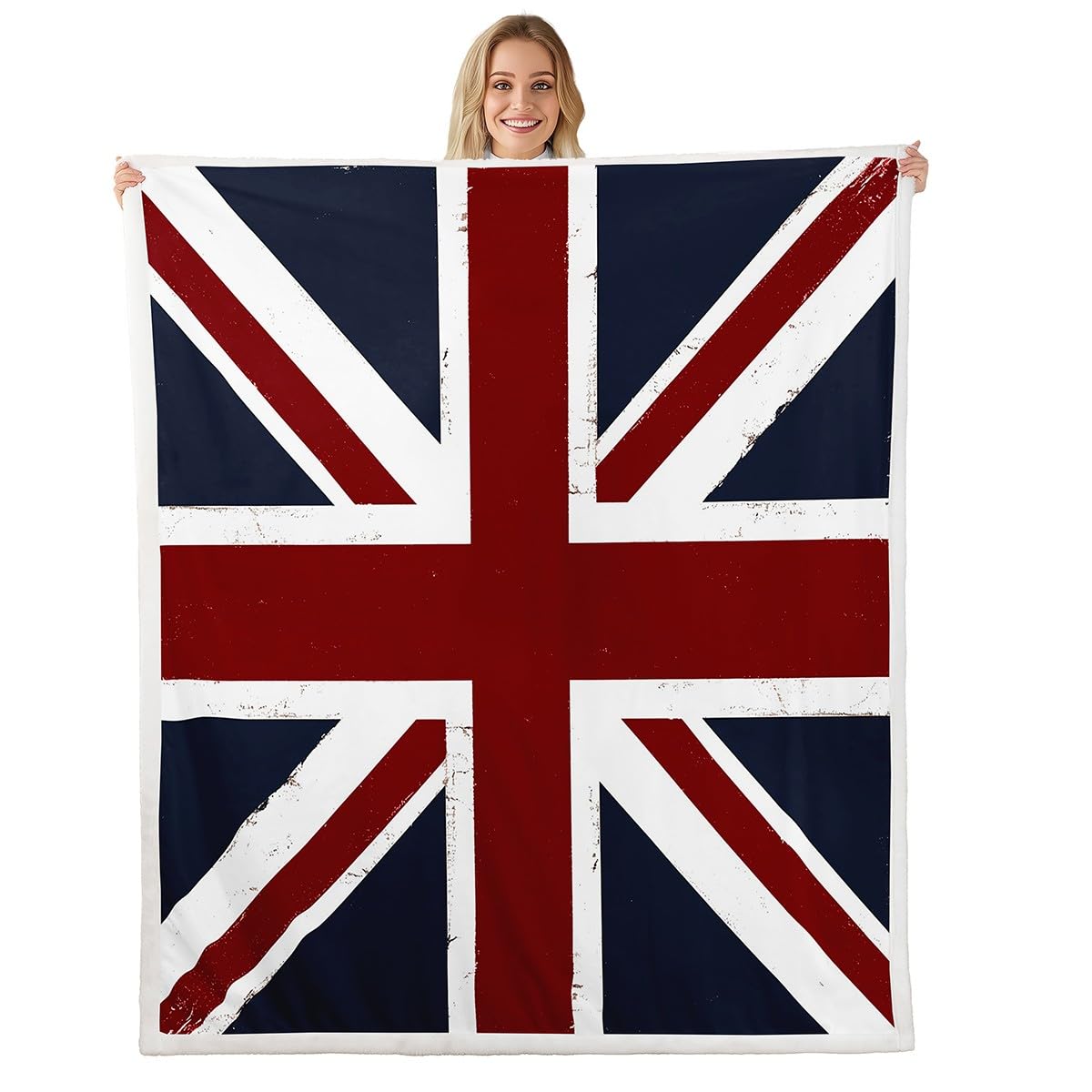 Feelyou Navy Blue England Flag Fleece Throw Blanket, Luxury Plush Soft Microfiber Fuzzy Blanket for Kids, Boys, Girls, Sofa, Bed, Couch, 40x50 Inches