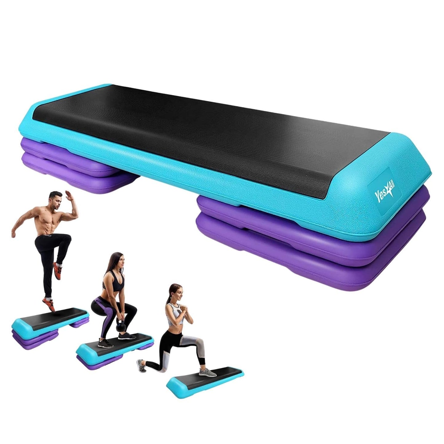Yes4All Adjustable Workout Aerobic Exercise Step Platform Health Club Size with 4 Adjustable Risers Included and Extra Risers Options