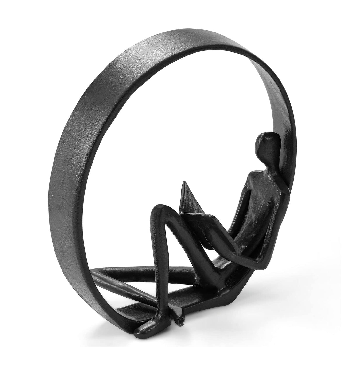 Hanyibao Reading Figurines and Statues - Bookshelf Decorations Objects，Metal Reader Cast Iron Sculpture，Book Lovers Gifts， Modern Art Shelf Décor， Reading Accessories for Book Lovers