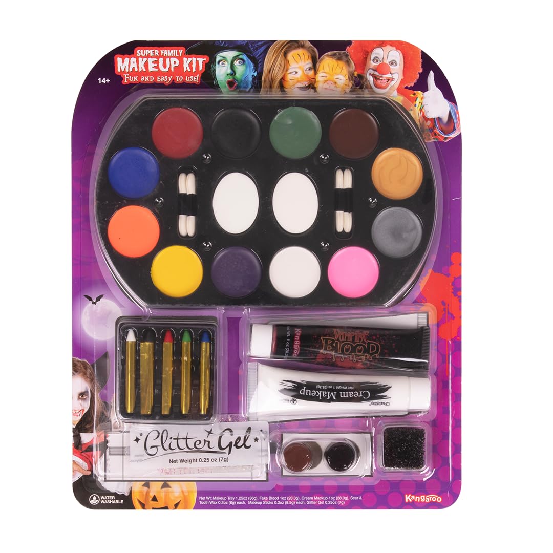 Kangaroo Face Paint Palette Halloween Makeup Kit For Kids - Fake Blood Body Paint Colorful Palette - SFX Makeup Kit for Zombie, Halloween Painting
