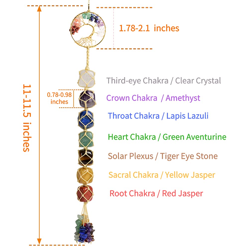 Tree of Life Handmade 7 Chakras Stones Healing Crystals Tree of Life Hanging Ornament for Home Decor