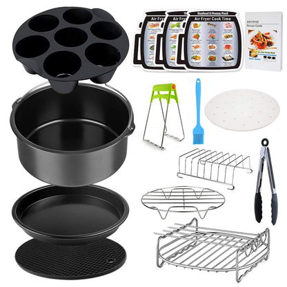 Dual Basket Air Fryer Accessories, 15pcs Set for Ninja DZ401 DZ201 Foodi Dualzone Air Fryers with 100pcs Air Fryer Liners, 2 Non-Stick Pans, Bread,Toasting,Skewer Racks, 6 Cake Cups, 2 Mitts, Recipes