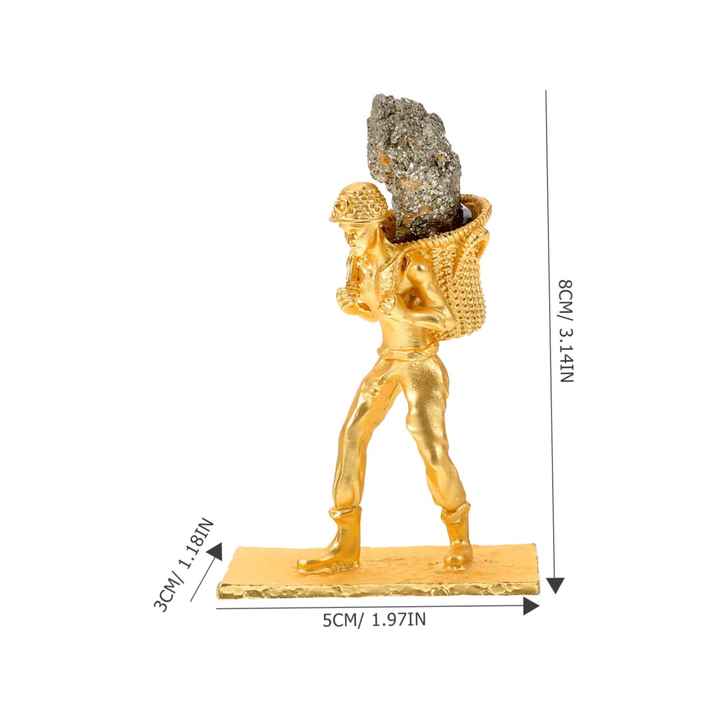 IMIKEYA Natural Pyrite Miner Figurine Unique Irregular Stone Ornament for Home and Office Decor Delicate Mineral Statue for Desktop Decoration and Collection