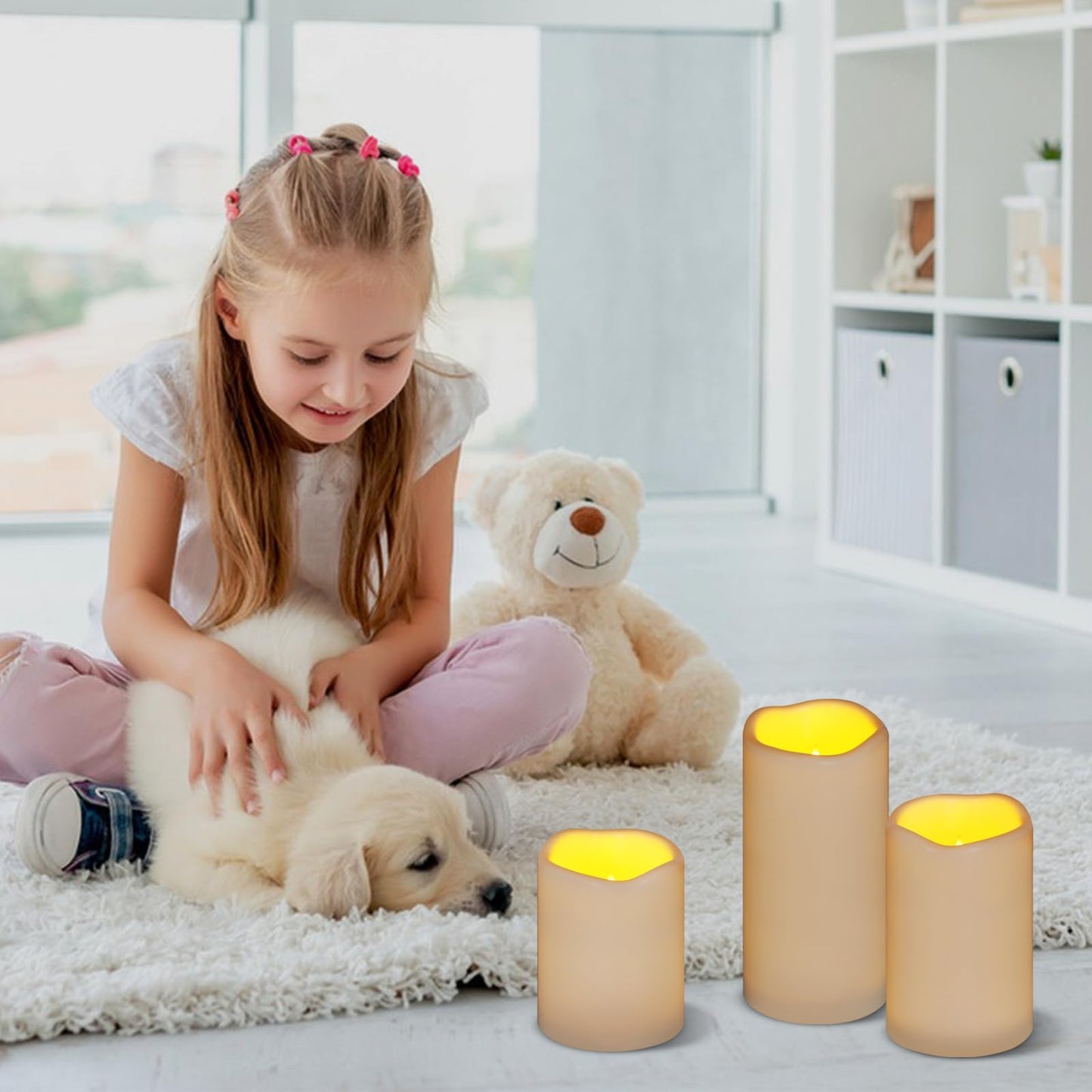 Artmarry Flameless Candles 4" 5" 6" Set of 6 Ivory Waterproof Pillars 3" Diameter Battery Operated Flickering Candles Include 10-Key Remote Timer Function 400+ Hours by 2 AA Batteries (6 Pack)