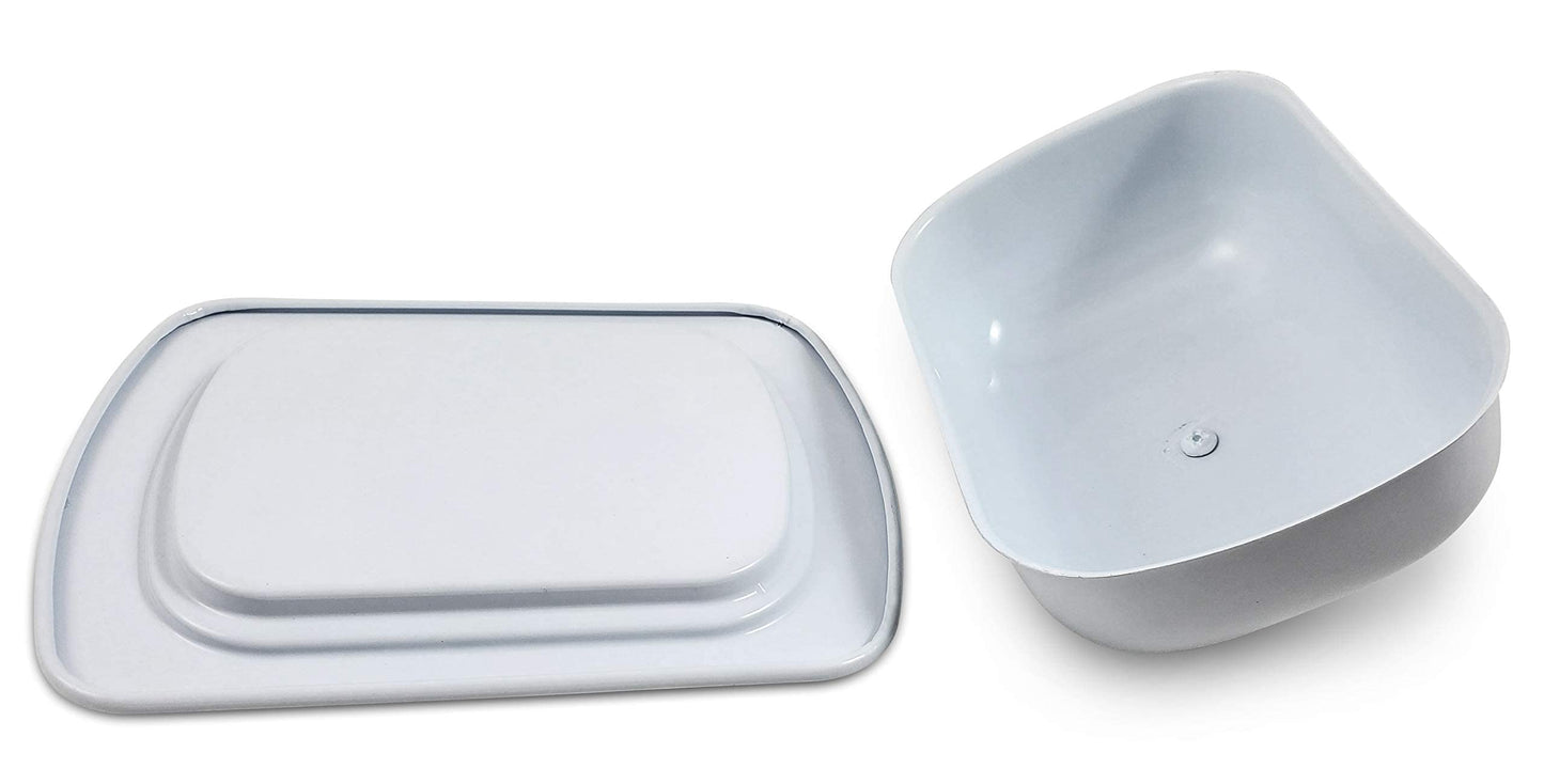 Metal Storage Canisters and Containers for Home and Kitchen Organization, Function, and Decor (White Butter Dish)
