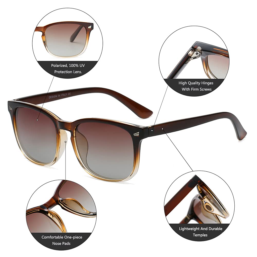DUSHINE Polarized Sunglasses for Women Classic Retro Style UV400 Protection