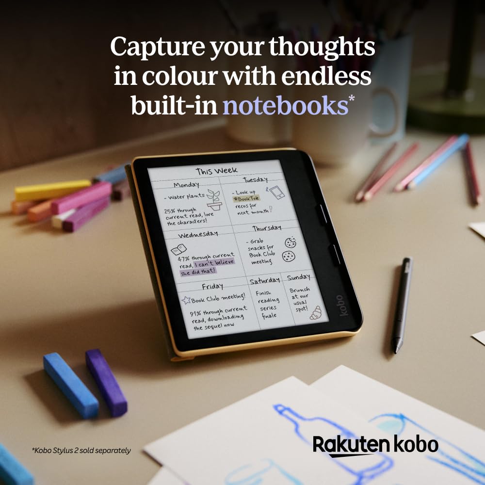 Kobo Libra Colour | eReader | 7” Glare-Free Colour E Ink Kaleido™ 3 Display | Dark Mode Option | Audiobooks | Waterproof | (Black)
