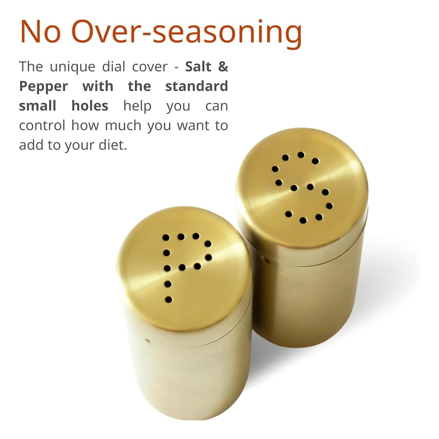 2Pcs Salt and Shakers Set, 7 Ounce Stainless Steel Salt and Dispenser Gold Jar Rustproof Seasoning Bottle Easy Filling Salt and Shakers for Modern Home Kitchen